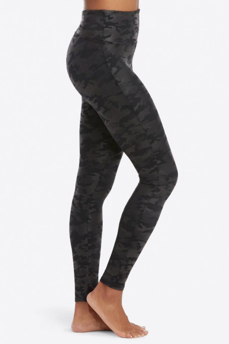 Spanx Black Camo Faux Leather Leggings - Melissa Jean Boutique