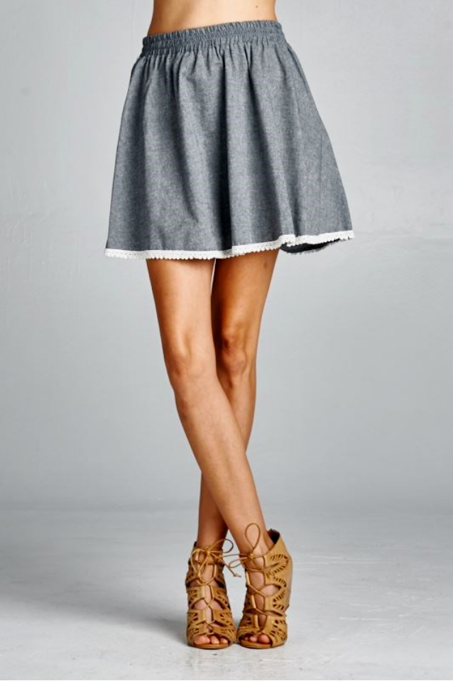 Heather Chambray Mini Skirt - Melissa Jean Boutique