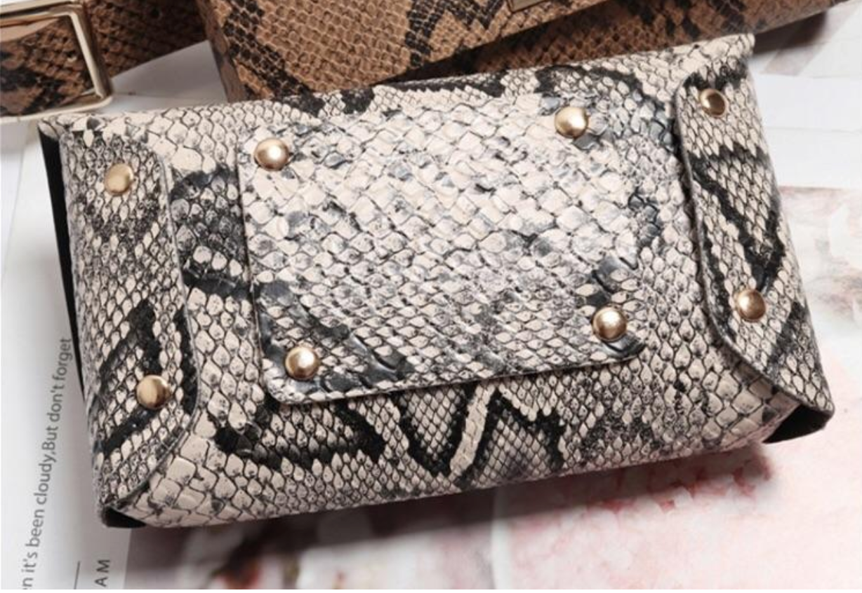 Snakeskin Belt Bag Purse - Melissa Jean Boutique
