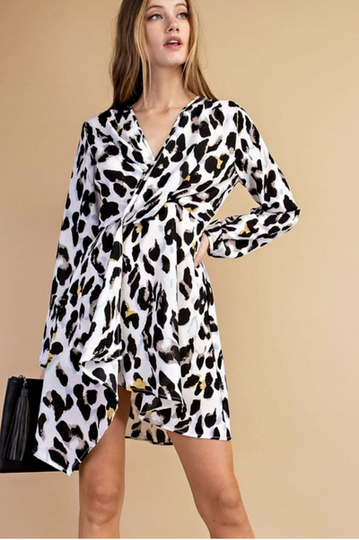Twisted Leopard Print Dress - Melissa Jean Boutique