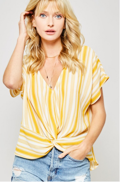 Sunny Side Up Yellow and White Stripe Top - Melissa Jean Boutique
