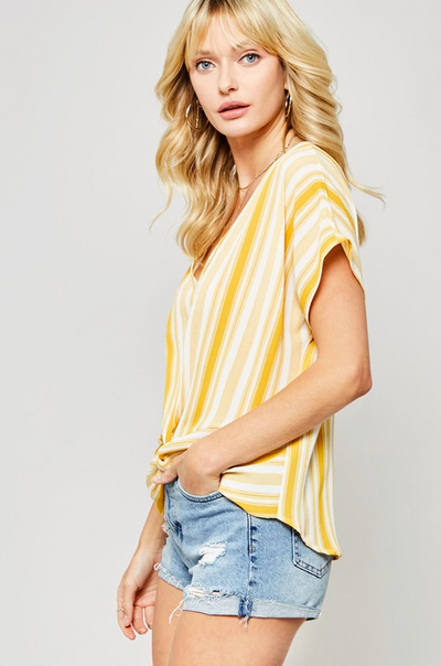 Sunny Side Up Yellow and White Stripe Top - Melissa Jean Boutique