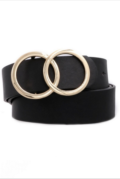 Oh So Chic Black Double O Belt - Melissa Jean Boutique