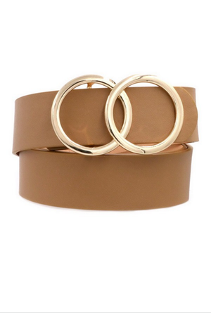 Oh So Chic Taupe Double O Belt - Melissa Jean Boutique