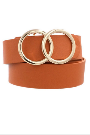 Oh So Chic Tan Double O Belt - Melissa Jean Boutique