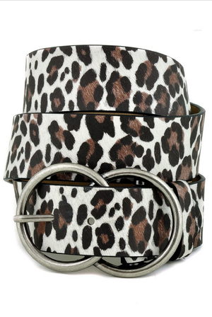 Leopard Leatherette Double Circle Belt - Melissa Jean Boutique