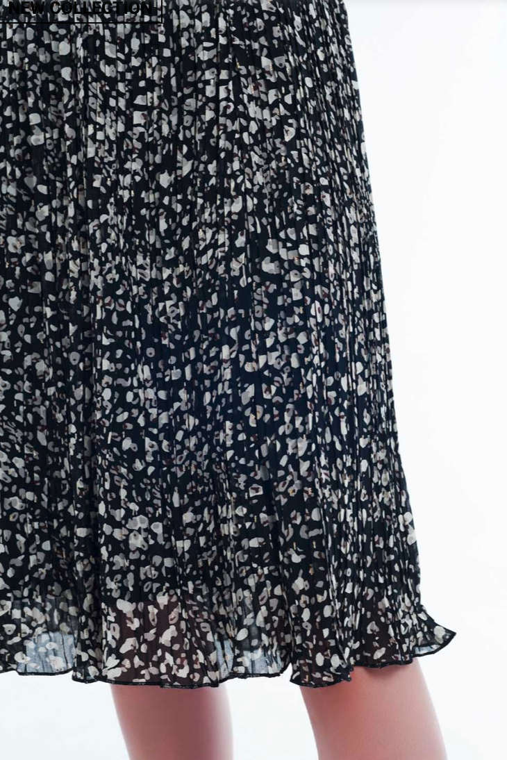 Paige Midi Black Print Skirt - Melissa Jean Boutique