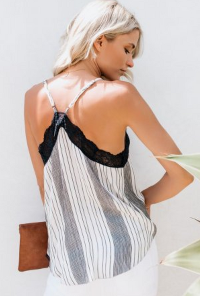 Lover Girl Stripes and Lace Cami - Melissa Jean Boutique