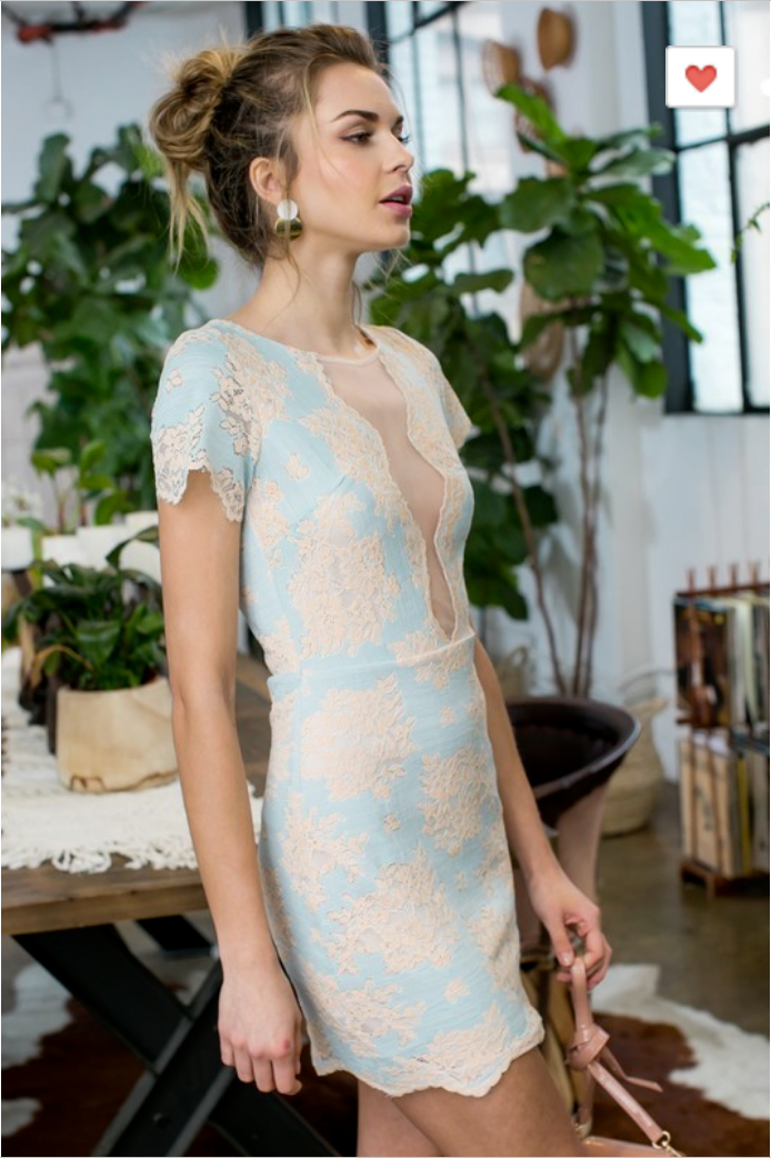 Divine Lace Light Blue Dress - Melissa Jean Boutique