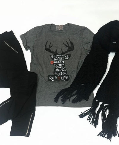 Rudolph & Friends Gray T-Shirt - Melissa Jean Boutique